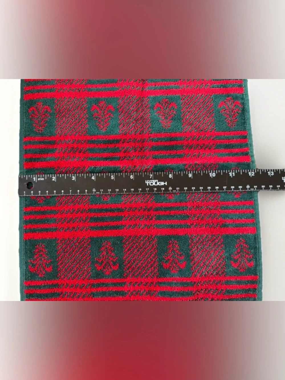 Vintage JCPenney Christmas Towel Set Red Green Plaid Tree Bath Hand Washcloth